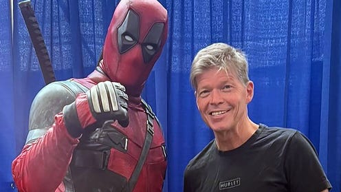 Deadpool cosplayer and Rob Liefeld