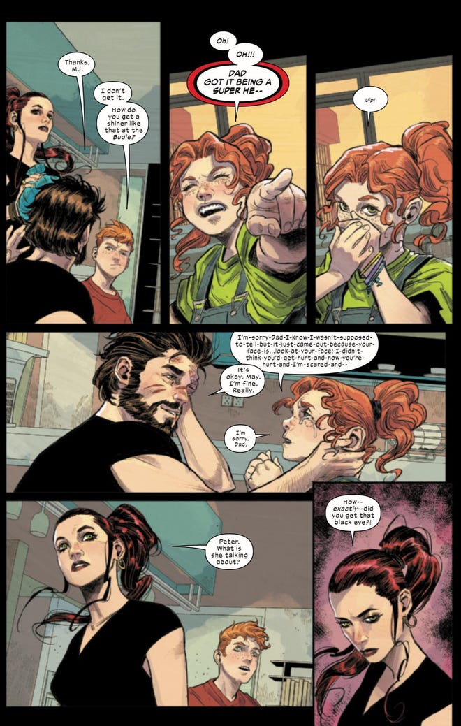 Peter Parker, Mary Jane Watson, and their kids in Ultimate Spider-Man #6