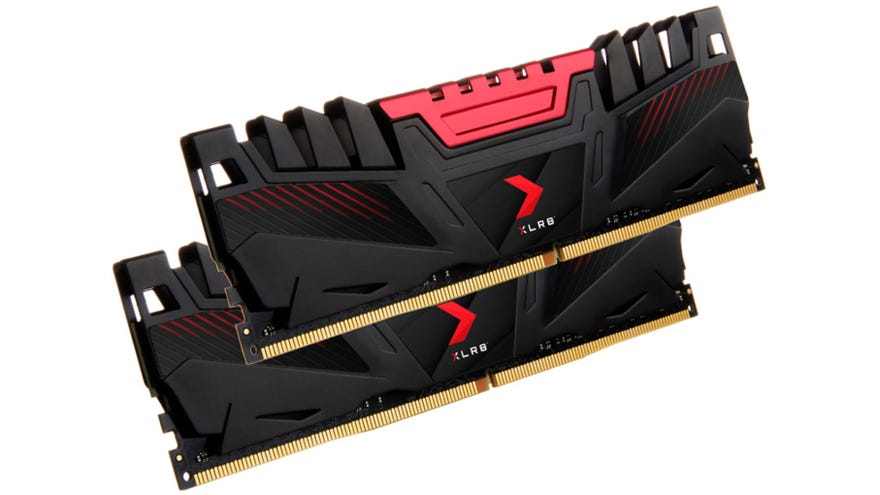 a photo of red and black gaming RAM from PNY, with a spiky appearance that screams 'speed!'