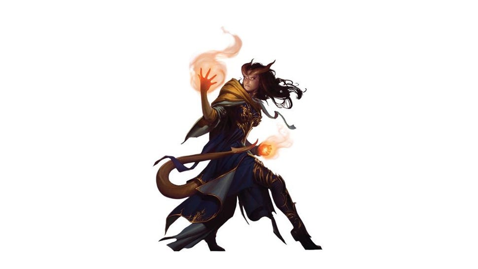 Tiefling Warlock holding a flame