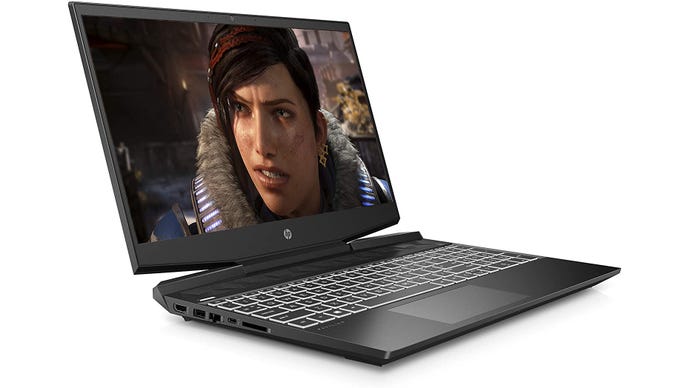 a photo of a gaming laptop, specifically the hp pavilion 15