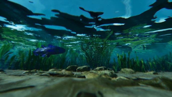 A screenshot from Ark: Survival Ascended showing a fish swimming around underwater.