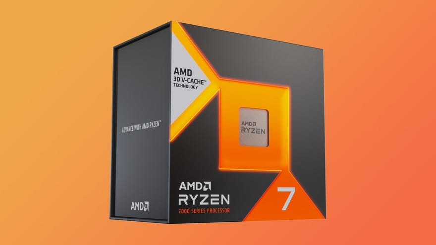 amd ryzen 7 7800x3d gaming cpu on a coloured background