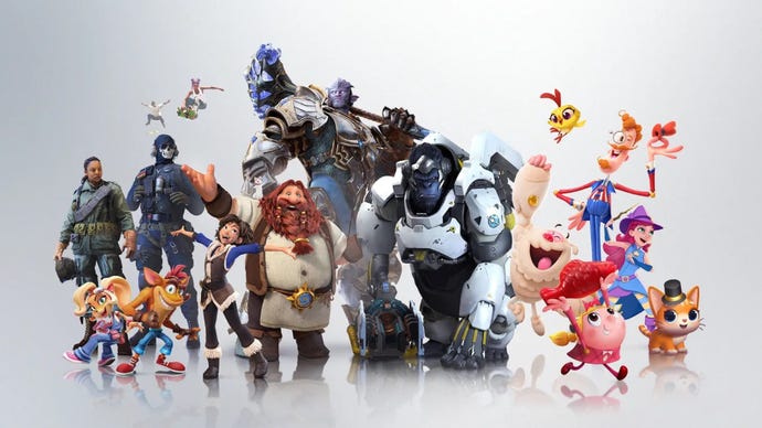 An assortment of characters from Activision Blizzard games.