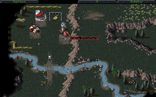 Een bosscène in Command & Conquer