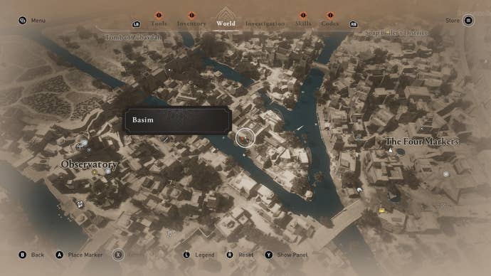 A map detailing the location of the A Challenge enigma's treasure in Assassin's Creed Mirage