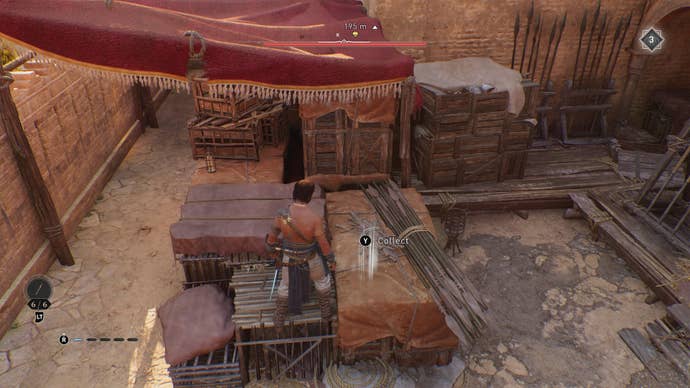 Basim faces some treasure in the Shurta Headquarters training grounds in Assassin's Creed Mirage