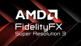 The AMD FSR 3 logo on a black and red background.