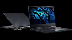 Front and rear views of the Acer Predator Helios 300 SpatialLabs Edition gaming laptop.