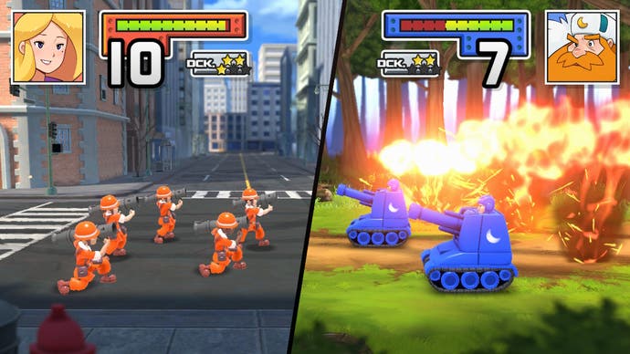 Ein Kampf in Advance Wars 1+2: Re-Boot Camp.