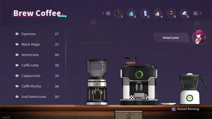 The coffee making screen in Affogato.