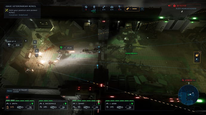 Une Carte De Combat Montrant Une Horde De Xénomorphes Attaquant Un Groupe De Soldats Dans Aliens Dark Descent