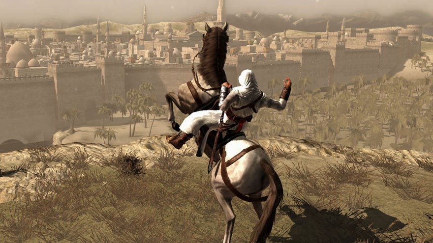Assassin's Creed is a 2007 game where you can ride a man whose skeleton was stretched to resemble a horse.