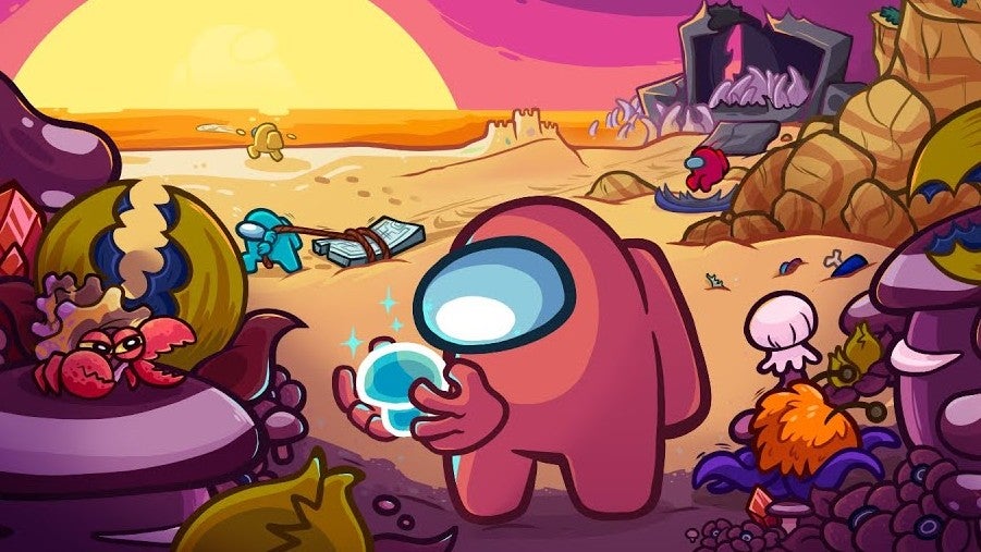 Among Us teases upcoming animated series with blood-splattered pizza party image