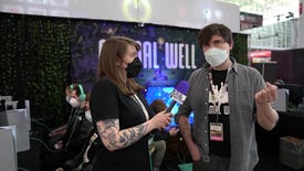 Rachel chats with Animal Well dev Billy Basso at Pax East