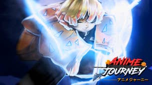 Anime Journey key art, a blonde character is surrounded by ethereal blue light