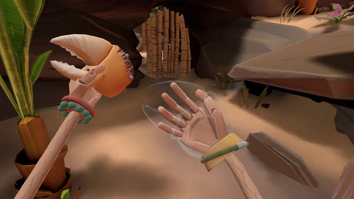 Attaching a crab pincer to your puppet hand in Another Fisherman's Tale