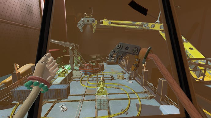 Using a robot claw hand to pilot a crane in Another Fisherman's Tale