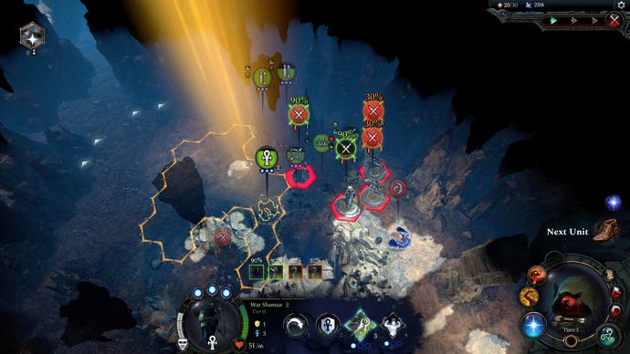 Revisión de Age of Wonders 4: captura de pantalla que muestra la pantalla de tácticas de una batalla