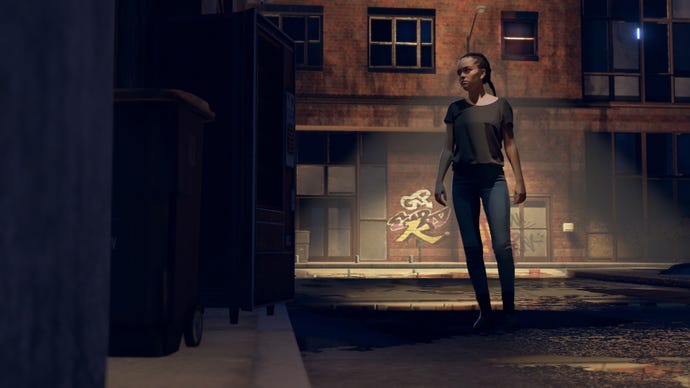 As Dusk Falls image showing Zoe walking down a dark street.