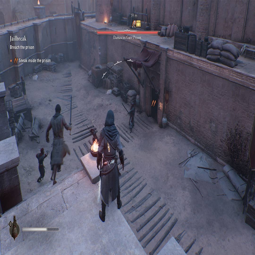 How to get downstairs in the iron prison assassin's creed Mirage