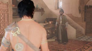 Basim speaks with Ahmad's assistant, Hamid, in his office in Assassin's Creed Mirage