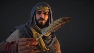 Basim picks up a feather in Assassin's Creed: Mirage