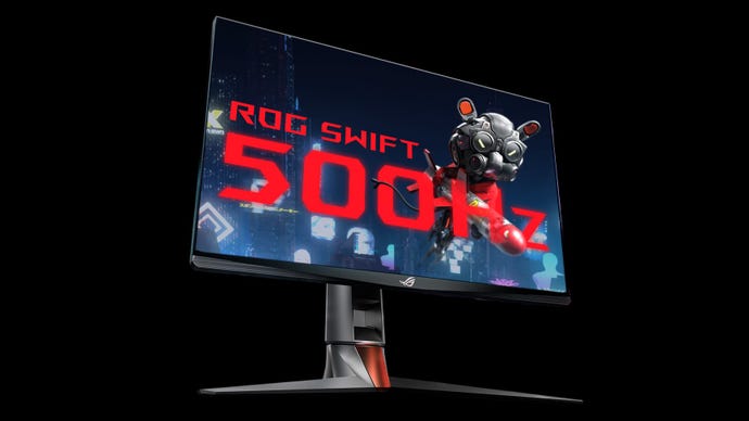 The Asus ROG Swift 500Hz monitor against a plain black background.