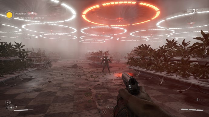 Fighting plant monsters in a massive grow house in Atomic Heart.
