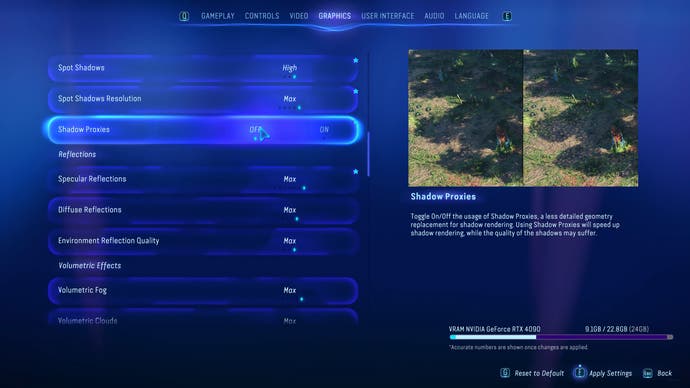 avatar frontiers of pandora settings menu