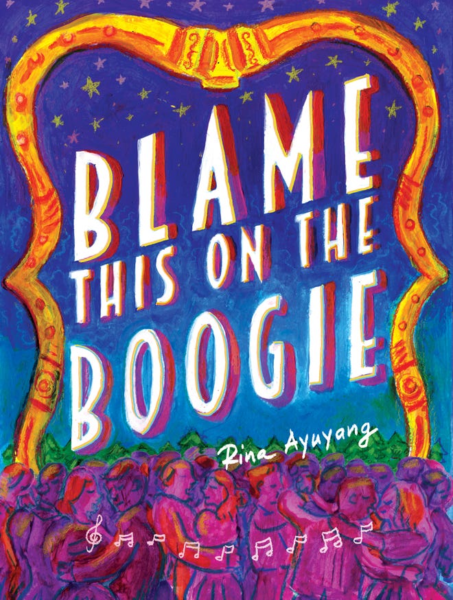 Painted cover of Blame This on the Boogie featuring people dancing underneath the stars