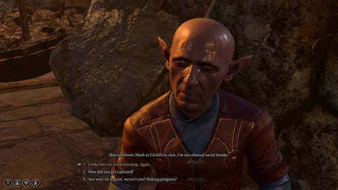 The player speaks with Barcus Wroot in Grymforge in Baldur's Gate 3