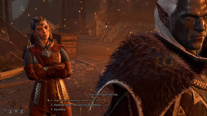 The player speaks with True Soul Nere in Grymforge in Baldur's Gate 3