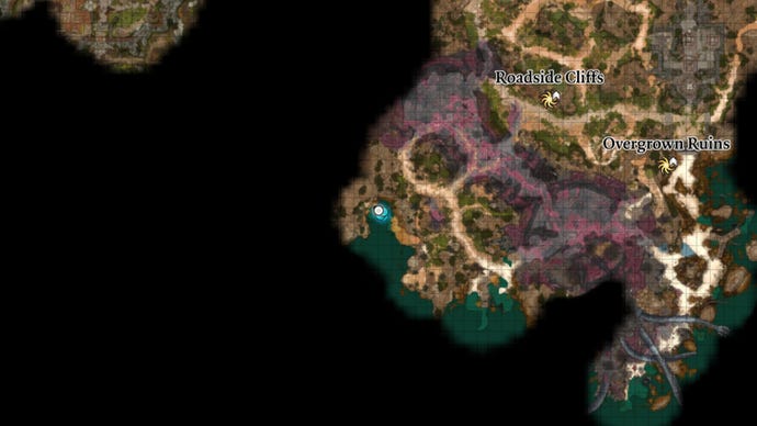 Baldur's Gate 3 image showing the scuffed rock on the map.