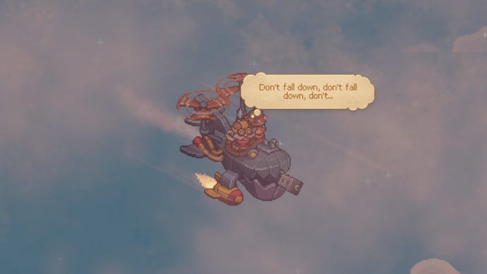Bandle Tale: A League Of Legends Story recensione: un affascinante RPG di crafting afflitto dal lavoro 2 Yordles ride a makeshift plane between islands in Bandle Tale.