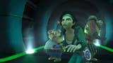 Beyond Good and Evil artwork showing main characters Jade, Pey'J and Triple H sneaking through an alien tunnel.