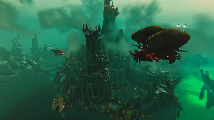 Bulwark - airship crossing a city