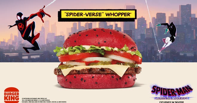 Promotional image featuring a red bunned whopper