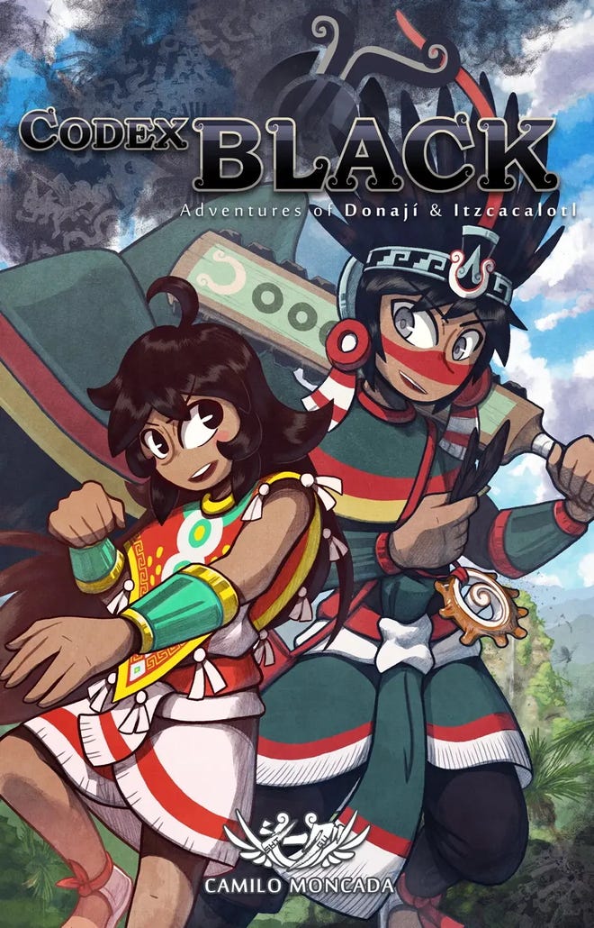 Cover featuring two characters smiling at each other, with one holding a weapon