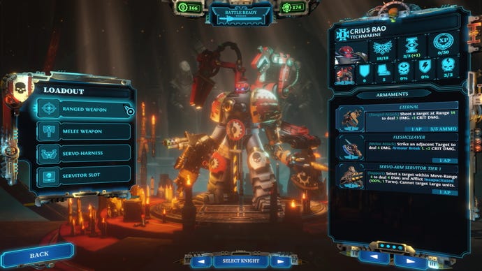 The Techmarine loadout menu in the Warhammer 40K: Chaos Gate - Daemonhunters: Duty Eternal expansion