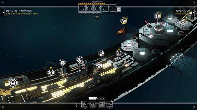 A side on screenshot of The Eye space station in Citizen Sleeper