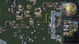 A grassy battle scene with a river in Command & Conquer