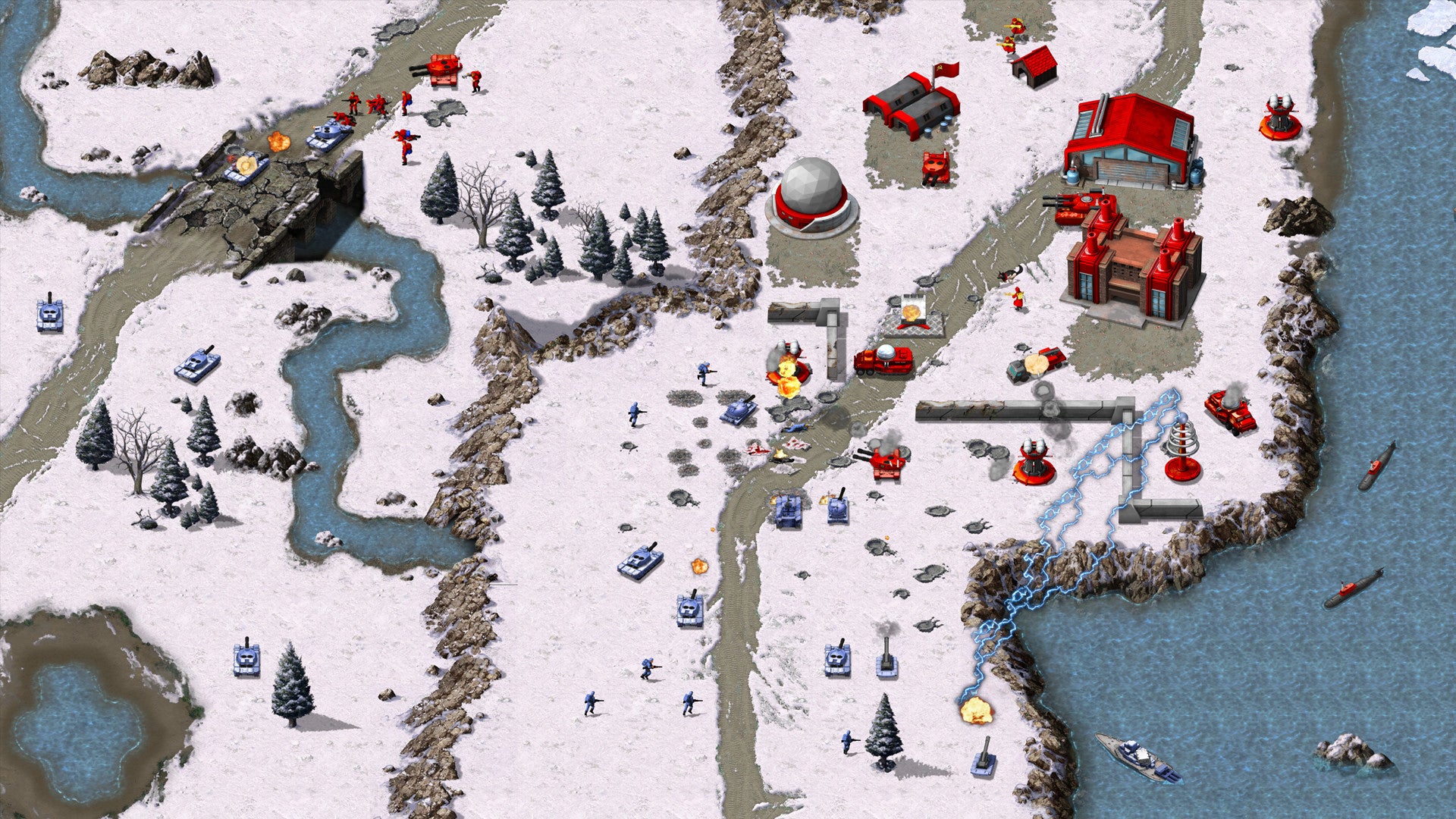 A snowy battle scene in Command & Conquer