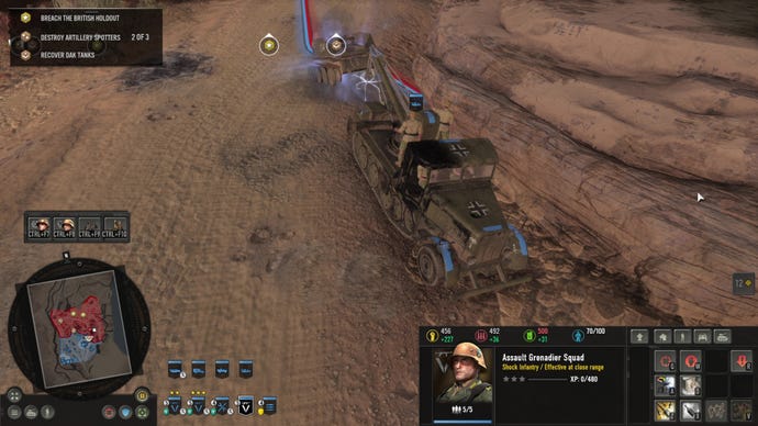 A recovery vehicle patches up a fallen tank in Company Of Heroes 3