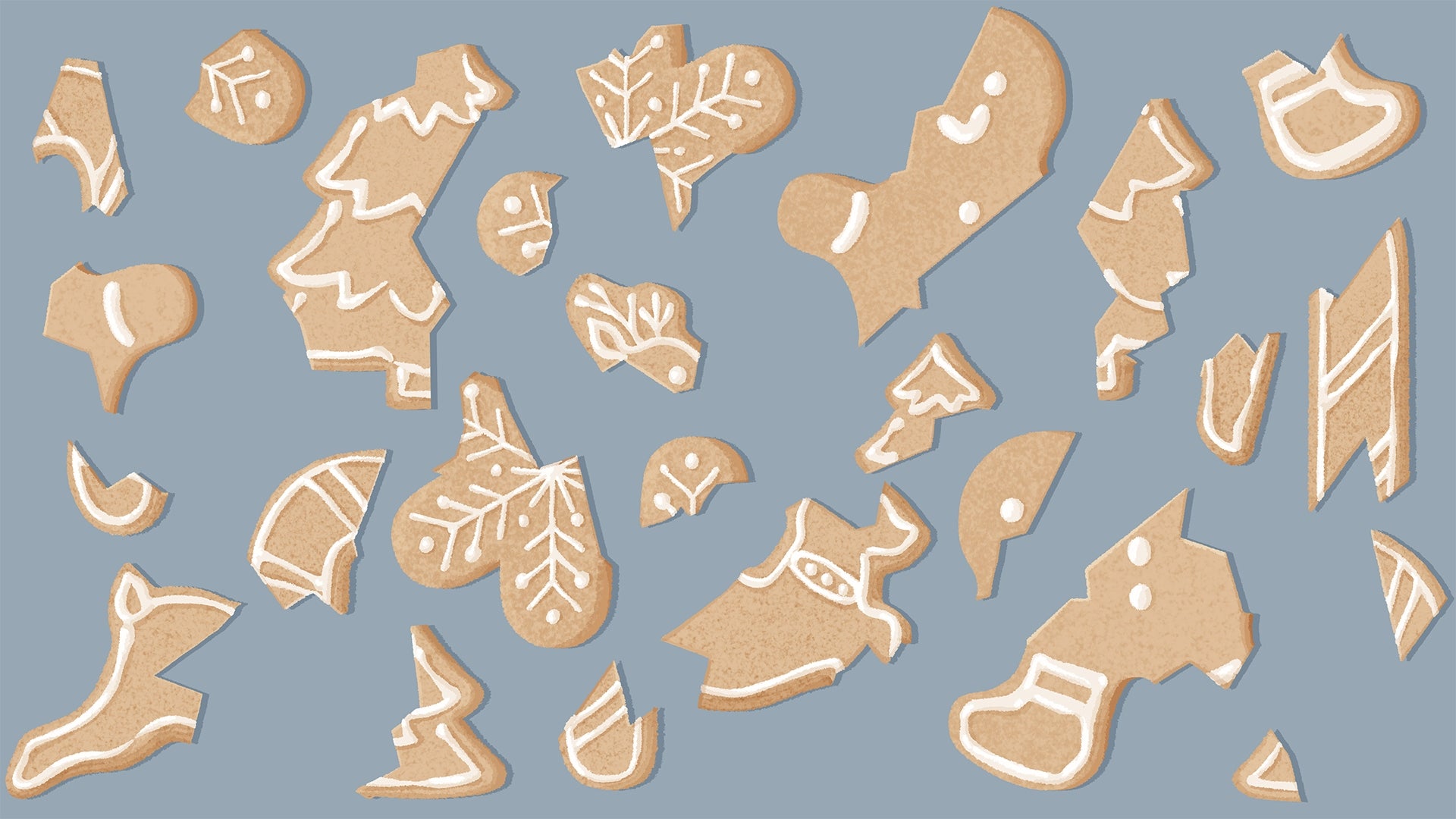 A screenshot from A Little To The Left's Christmas update showing a broken up gingerbread person