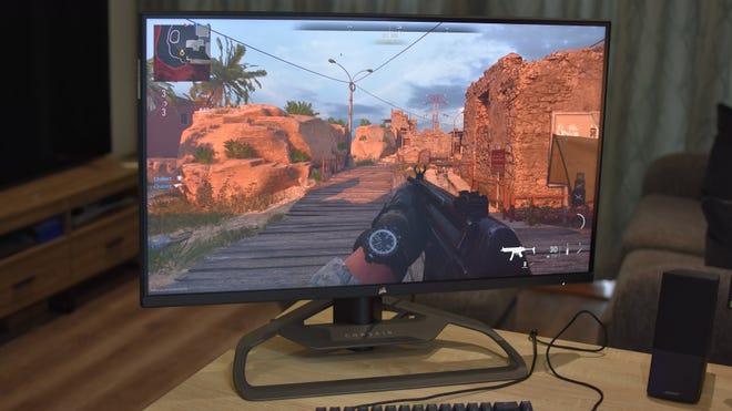 The Corsair Xeneon 32UHD144 gaming monitor running Call of Duty: Modern Warfare 2.