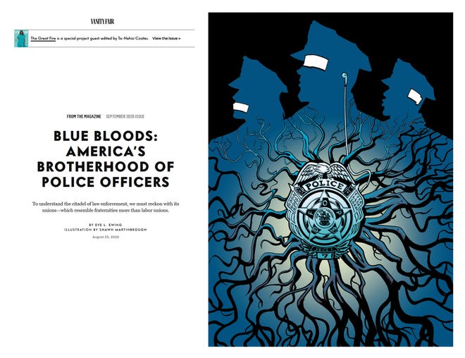 Screenshot image of an article titled Blue Bloods: America's Brotherhood of Police Officers