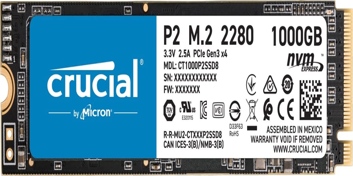 Crucial - P3 M.2 2280 Internal SSD PCIe Gen 3 x4 NVM Express 3.3V 2.5A.