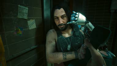 In a a Cyberpunk 2077: Phantom Liberty, cutscene, Johnny Silverhand demonstrates the correct usage of an old telephone.