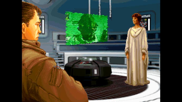 اسکرین شات نیروهای تاریک جنگ ستارگان (نسخه اصلی) که یک جلسه توجیهی ماموریت را نشان می دهد